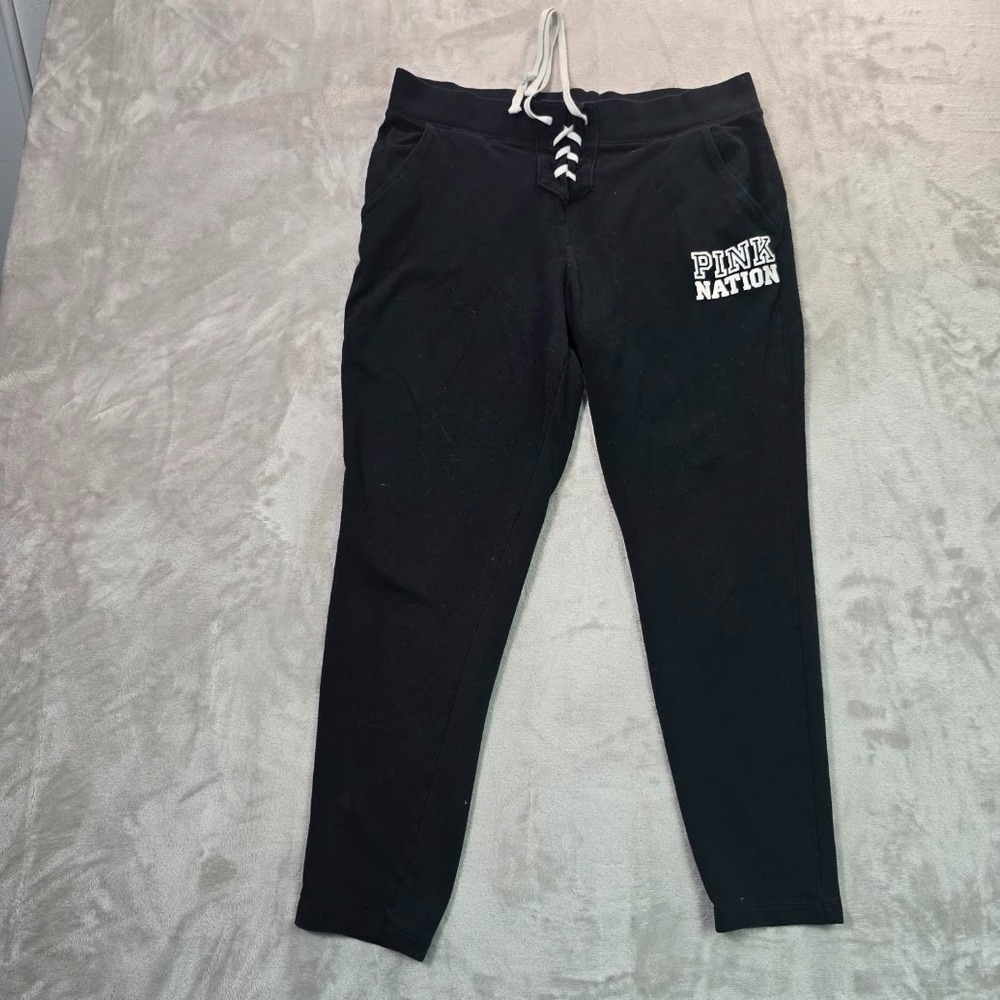 Victoria's Secret PINK NATION Lace Up Dorm Pants Black Size L